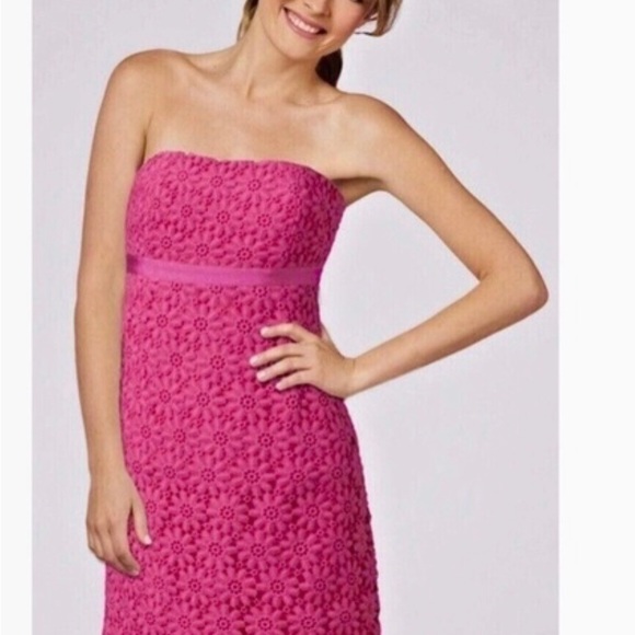 Lilly Pulitzer Bowen Strapless Pink Eyelet Dress Size 2 - Picture 8 of 8